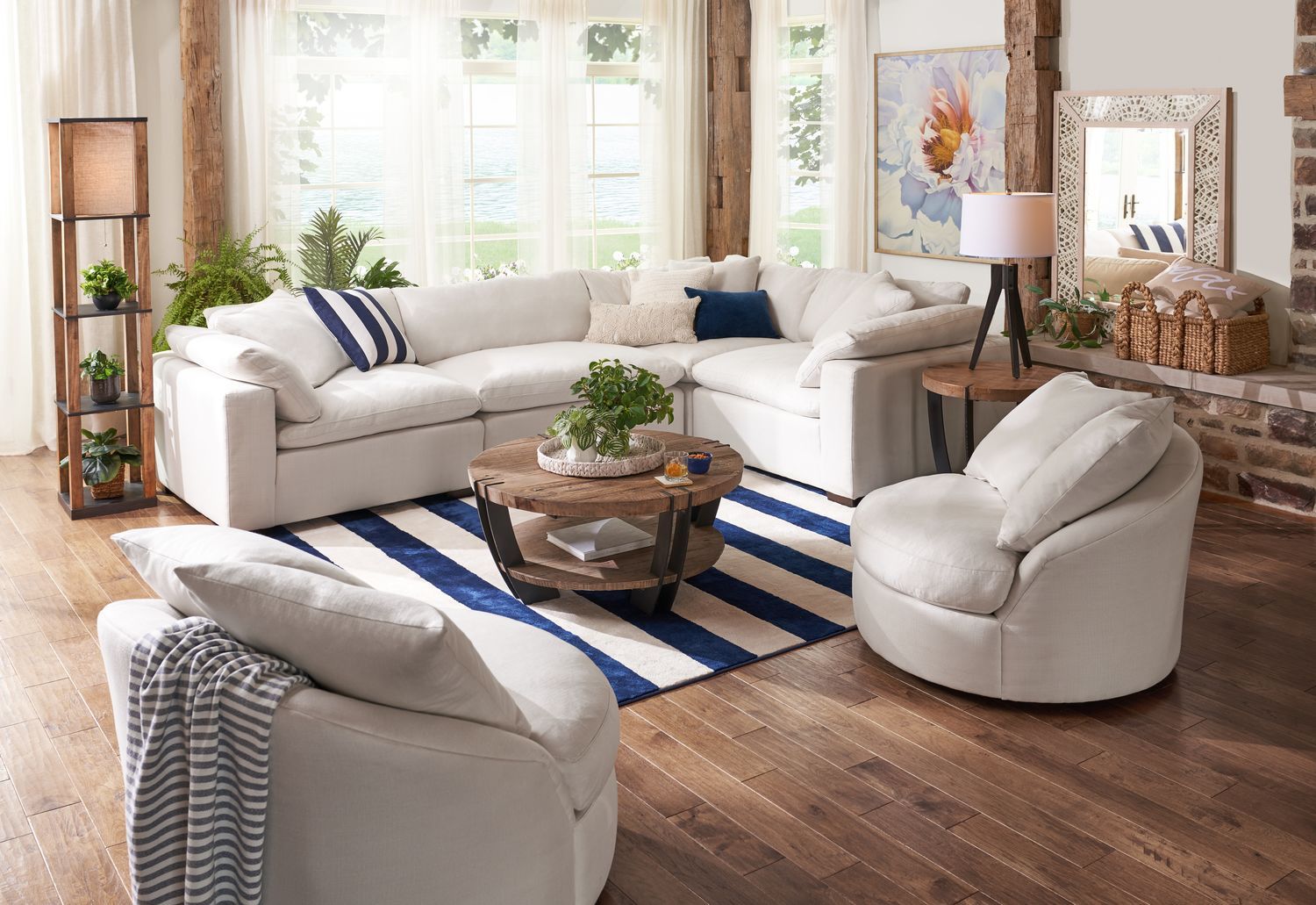 Plush 4-Piece Sectional and Ottoman - Ivory in 2020 | Value city